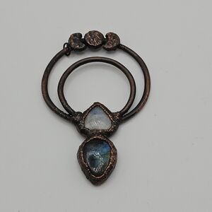 large copper moonstone and labradorite pendant